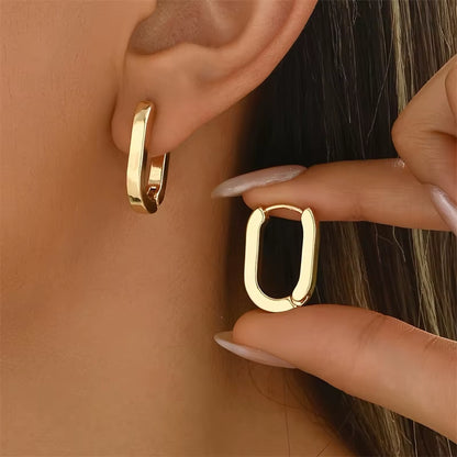 Imen Beauty Gold Square Hoop Earrings
