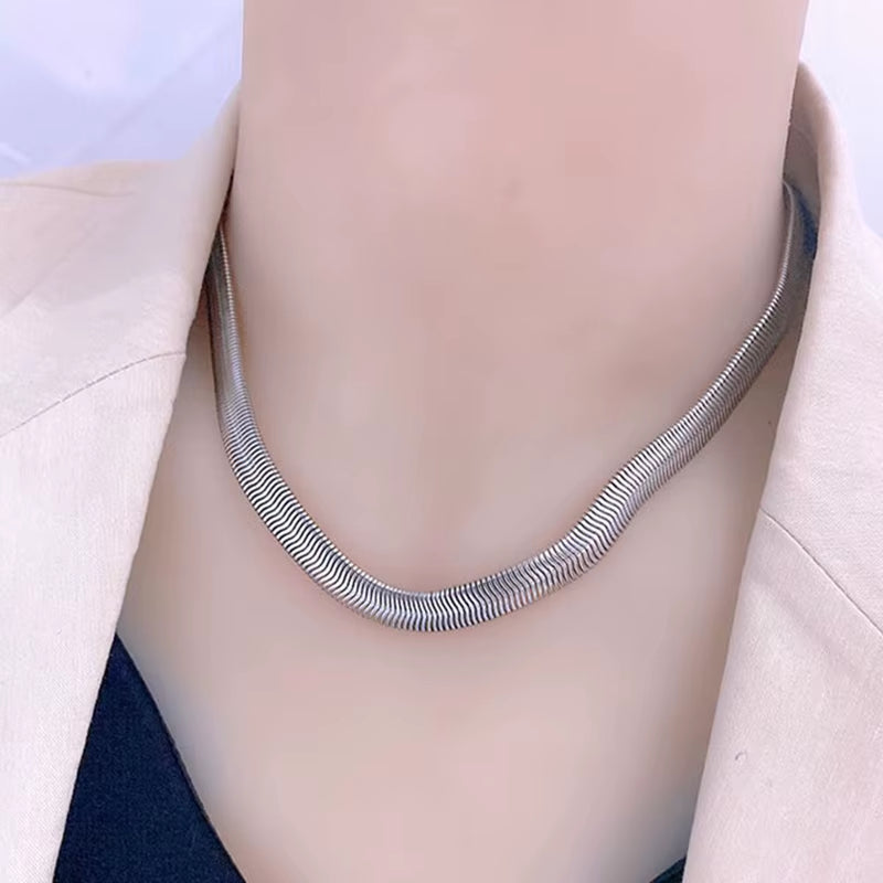 316L Stainless Steel Thick Snake Bone Necklace - Trendy Punk Hip Hop Jewelry for Women, Perfect Party Gift!