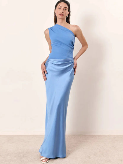 Imen Beauty One Shoulder Satin Dress