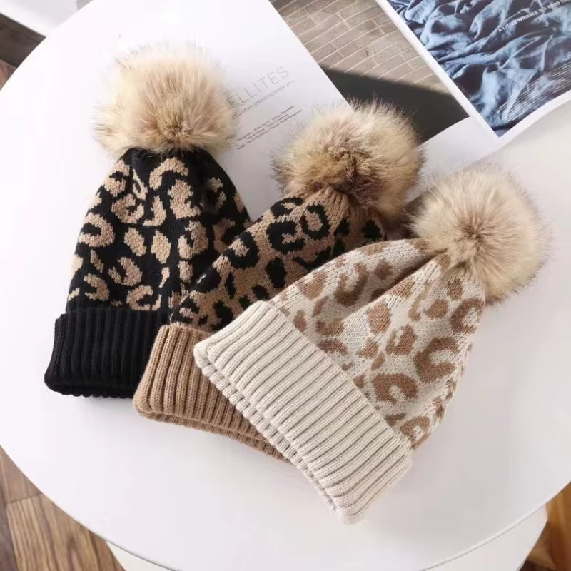 Imen Beauty Leopard Knit Hat
