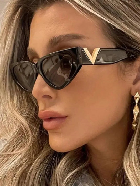 Luxury Vintage Cat Eye Sunglasses for Women - 2023 Fashion V Brand Designer Eyewear with UV400 Protection