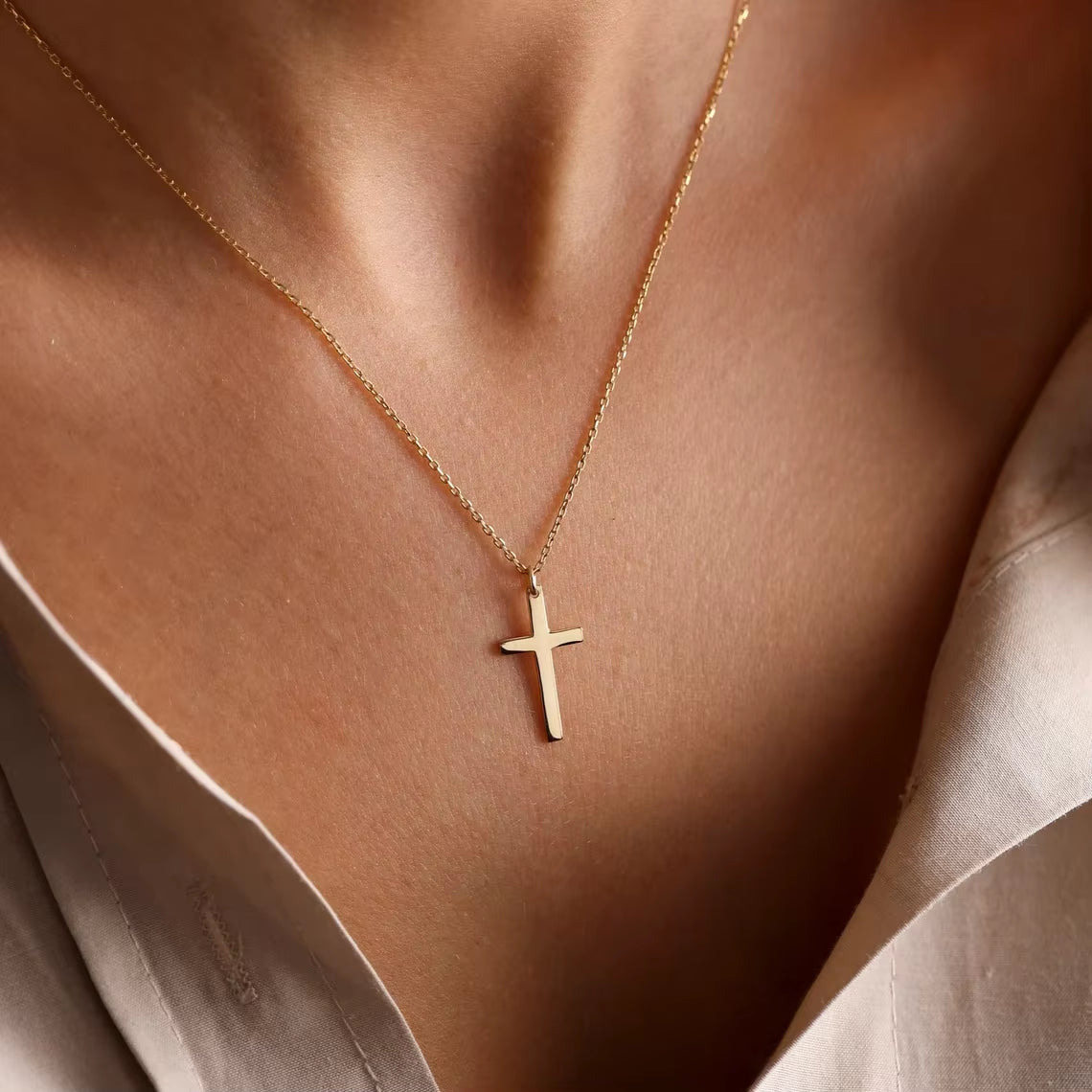 Imen Beauty Gold & Silver Cross Necklace