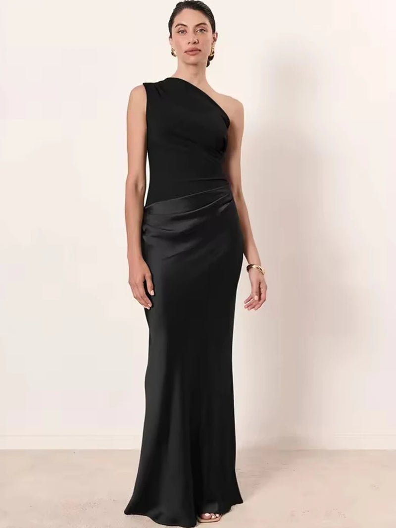 Imen Beauty One Shoulder Satin Dress