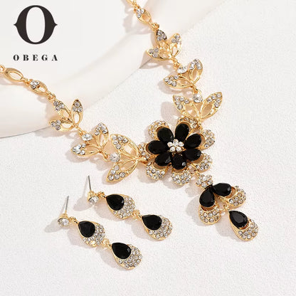 Imen Beauty Black Zircon Flower Set