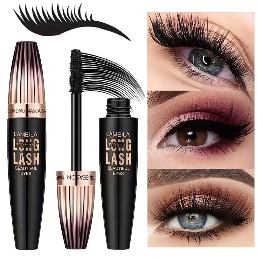 Ultimate Waterproof 4D Mascara for Thick, Long, and Curling Lashes - Smudge-Proof & Long-Lasting Eye Makeup Tool