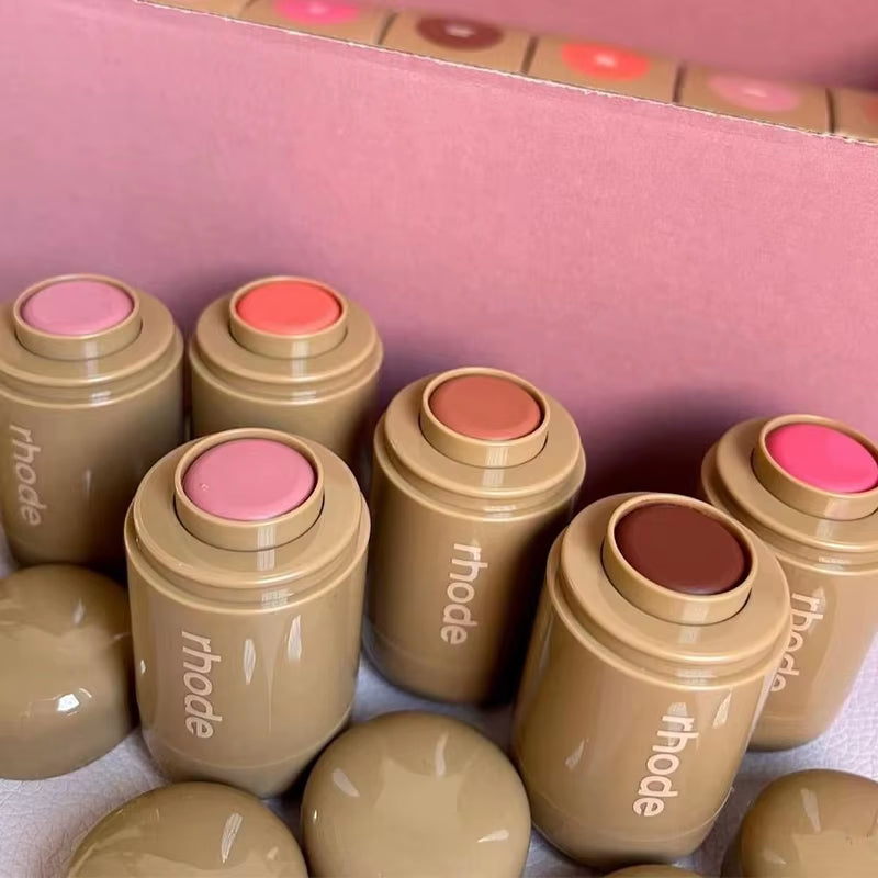 Versatile Makeup Cheek Blush Cream & Lip Gloss Phone Case for iPhone 16/17 - Stylish SALTY TAN Raspberry Espresso Design