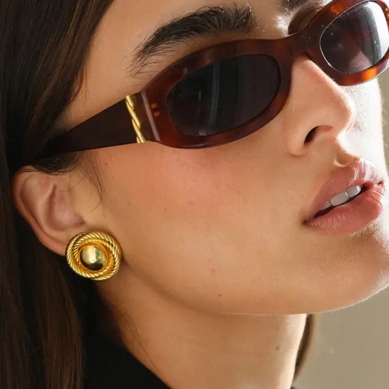 Imen Beauty Gold Geometric Earrings