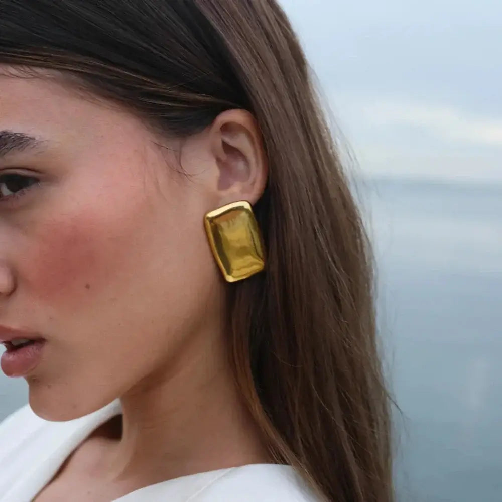 Imen Beauty Gold Geometric Earrings