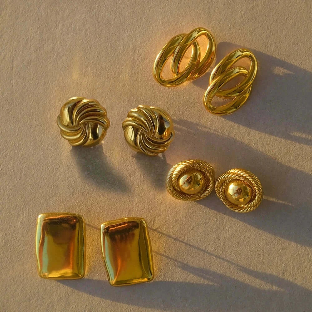 Imen Beauty Gold Geometric Earrings
