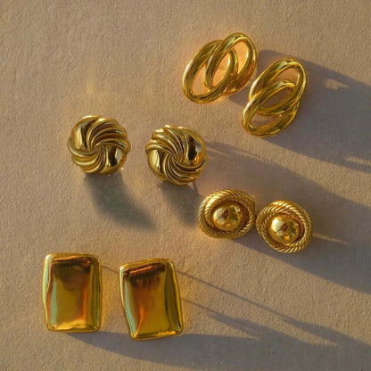 Imen Beauty Gold Geometric Earrings