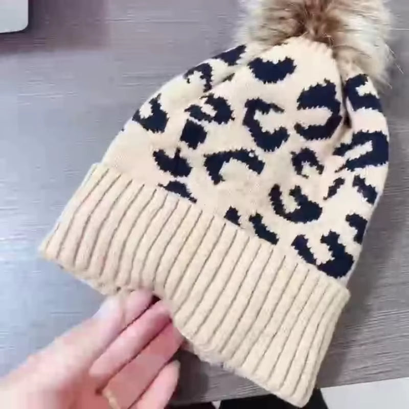 Imen Beauty Leopard Knit Hat