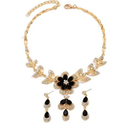 Imen Beauty Black Zircon Flower Set