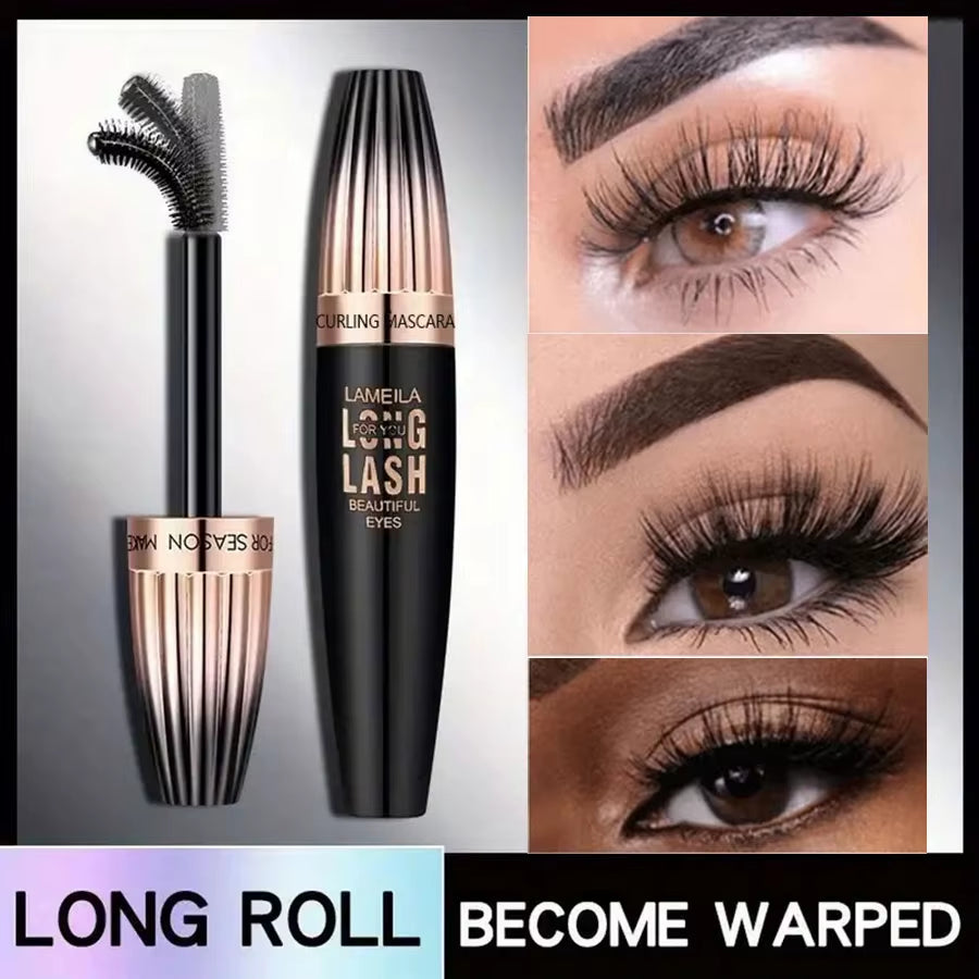 Ultimate Waterproof 4D Mascara for Thick, Long, and Curling Lashes - Smudge-Proof & Long-Lasting Eye Makeup Tool