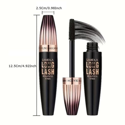 Ultimate Waterproof 4D Mascara for Thick, Long, and Curling Lashes - Smudge-Proof & Long-Lasting Eye Makeup Tool