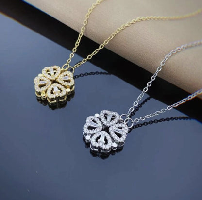 Retro Magnetic Folding Heart Shaped Four Leaf Clover