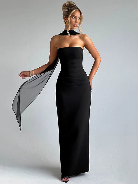 Imen Beauty Off-Shoulder Backless Dress